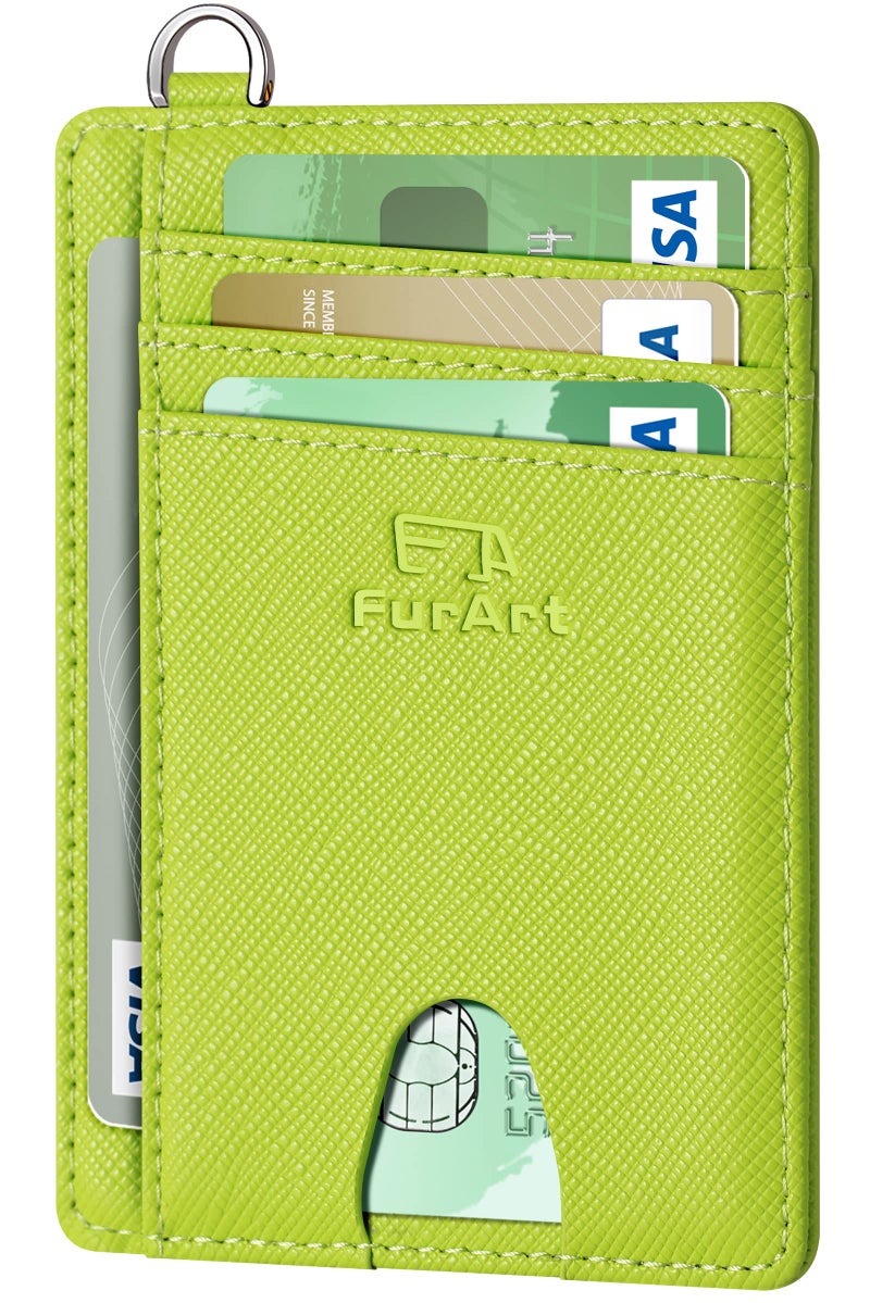 FurArt محفظة FurArt نحيفة وعصرية، محفظات جيب أمامية، حجب RFID، حامل بطاقات ائتمان للرجال - أخضر تفاحي - Image 1
