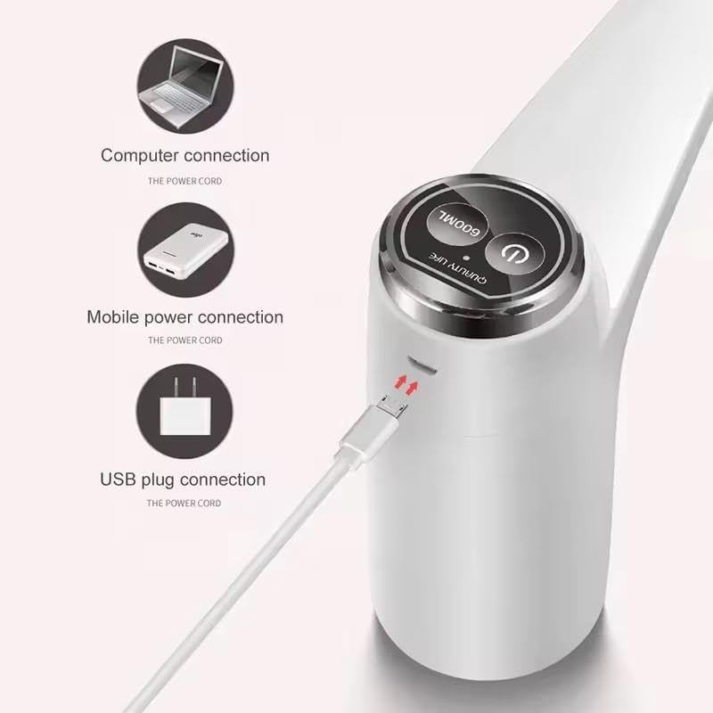 PONDI USB Rechargeable Water Dispenser with Detachable Base for 5 Gallon Bottles - Portable Dispenser with 1200mAh Battery - Smart and Automatic - Ideal for Home, Office, and Outdoor Use (Tabletop White) - Image 2