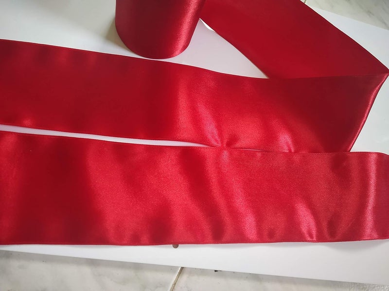 Aarushi Creations Satin Ribbon for Dress Sarees Lehengas Caps Decoration Borders Red 3 Inches 3 Meters - Image 2