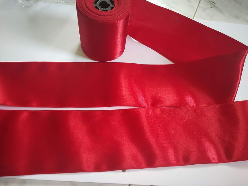 Aarushi Creations Satin Ribbon for Dress Sarees Lehengas Caps Decoration Borders Red 3 Inches 3 Meters - Image 1