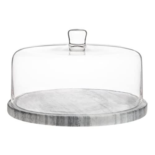 Galashield Marble Cake Stand with Dome  Cake Plate with Glass Dome Cake Cover