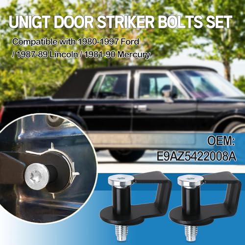 UNIGT 2 Pack Door Striker Bolts Set Includes Bushing Compatible with 1980-1997 Ford / 1987-89 Lincoln / 1981-90 Mercury Door Latch Lock Striker Bolts Replace E9AZ5422008A / 38448-Black - Image 2