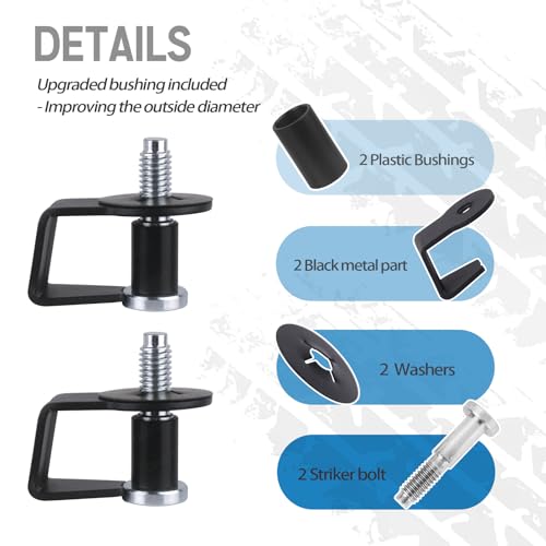 UNIGT 2 Pack Door Striker Bolts Set Includes Bushing Compatible with 1980-1997 Ford / 1987-89 Lincoln / 1981-90 Mercury Door Latch Lock Striker Bolts Replace E9AZ5422008A / 38448-Black - Image 5