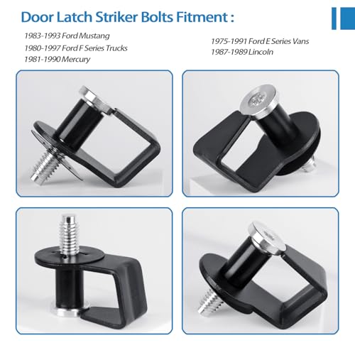 UNIGT 2 Pack Door Striker Bolts Set Includes Bushing Compatible with 1980-1997 Ford / 1987-89 Lincoln / 1981-90 Mercury Door Latch Lock Striker Bolts Replace E9AZ5422008A / 38448-Black - Image 4