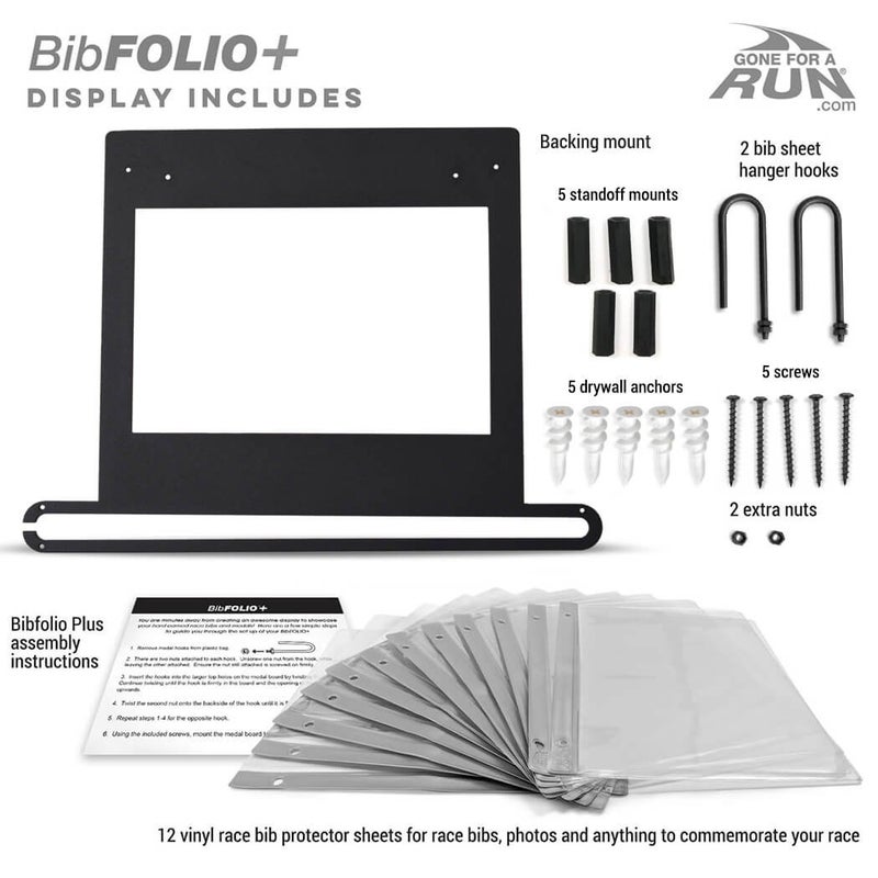 Gone For a Run BibFOLIO Plus Race Bib and Medal Display - Wall-Mounted Race Bib Hanger & Marathon Medal Holder for Runners with Protective Sleeves - Plus (Holds 24 Medals & 100 Bibs) - Image 4