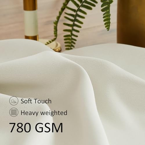 Treatmentex ستائر بوم بوم لعلاج النوافذ لغرف النوم 84 بوصة فعالة من حيث الطاقة معزولة حرارياً ستائر مظلمة لغرفة المعيشة للمطبخ وغرفة الأطفال عاجي 52" عرض × 2 لوحات جيب قضيب - Image 5