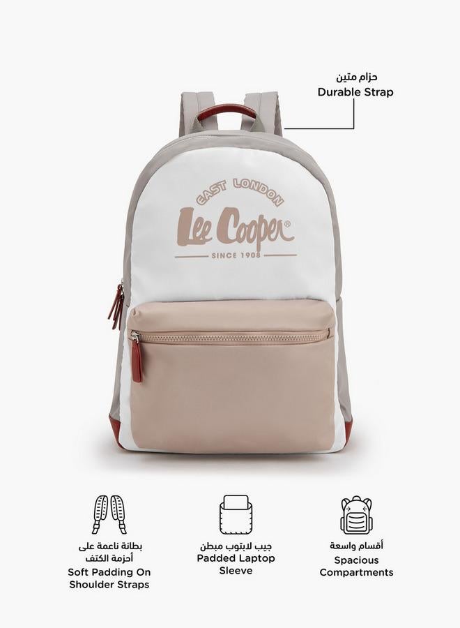 Lee Cooper Logo Print School Backpack With Front Pocket - 29.5x15x44 CM - Image 4