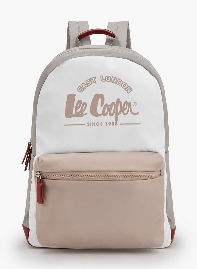 Lee Cooper Logo Print School Backpack With Front Pocket - 29.5x15x44 CM - Image 1