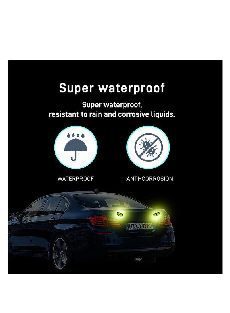 Car Reflective Eye Decals Stickers, 2 Pairs Night Safety Driving Funny Caution Decal Fits Car Truck SUV Bicycle (Yellow)