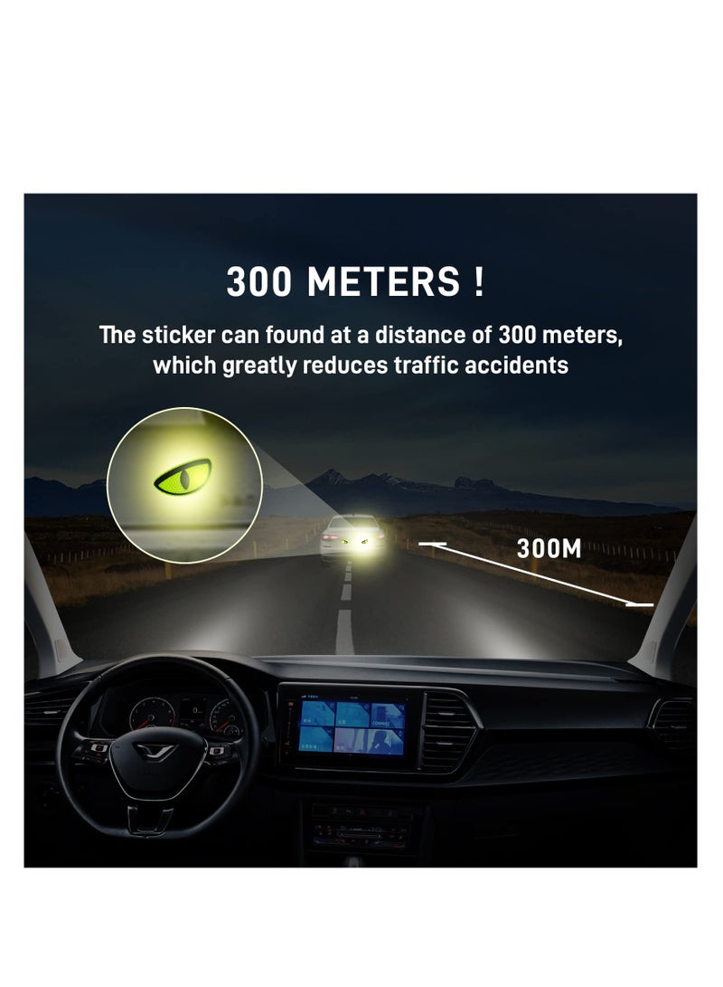 Car Reflective Eye Decals Stickers, 2 Pairs Night Safety Driving Funny Caution Decal Fits Car Truck SUV Bicycle (Yellow)