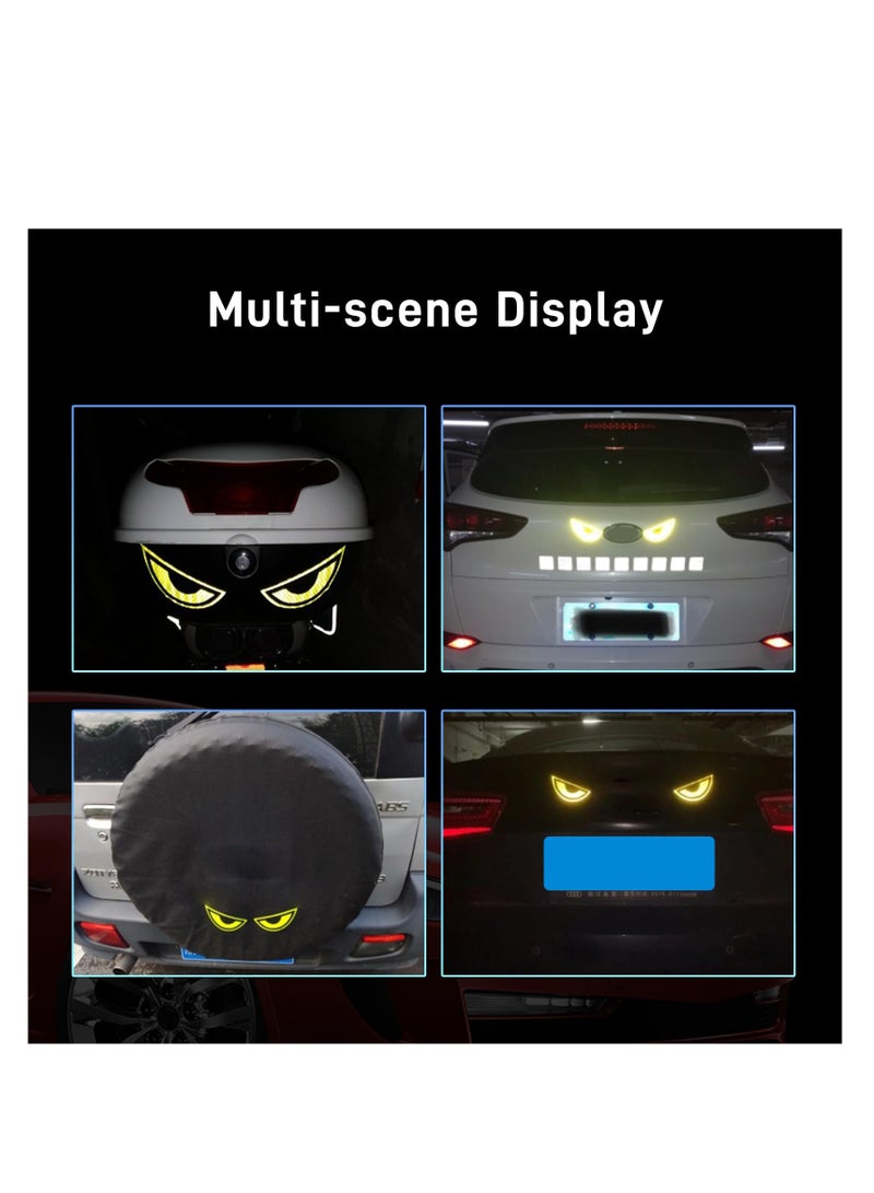 Car Reflective Eye Decals Stickers, 2 Pairs Night Safety Driving Funny Caution Decal Fits Car Truck SUV Bicycle (Yellow)