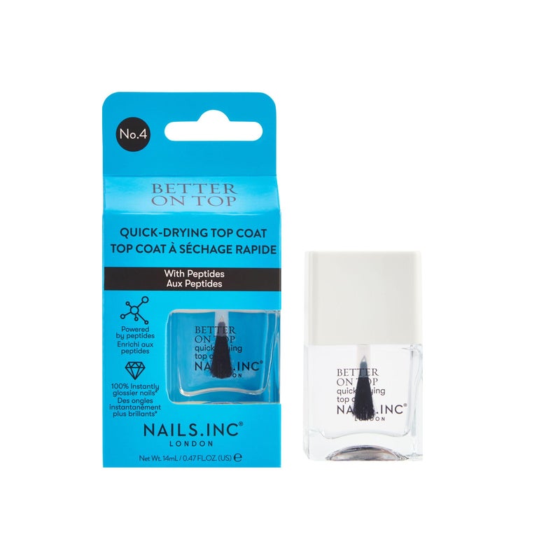 Nails Inc Better On Top With Peptides Glossy Top Coat High Shine No Chip Long Lasting Quick Dry Air Dry Professional Manicure Pedicure Fingernails Toenails Vegan Nail Polish 047 Fl Oz - Image 3