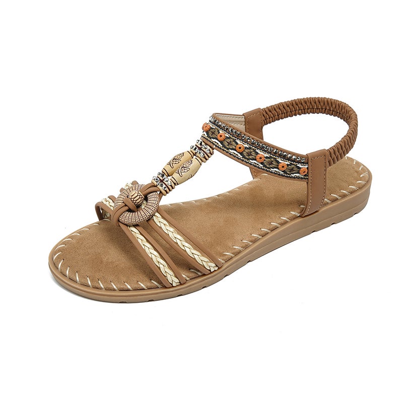 2213-6A New Model 2026 Rhinestone Casual Fashion Sandals Seaside Beach Flat Sandals Women Wholesale - Image 4