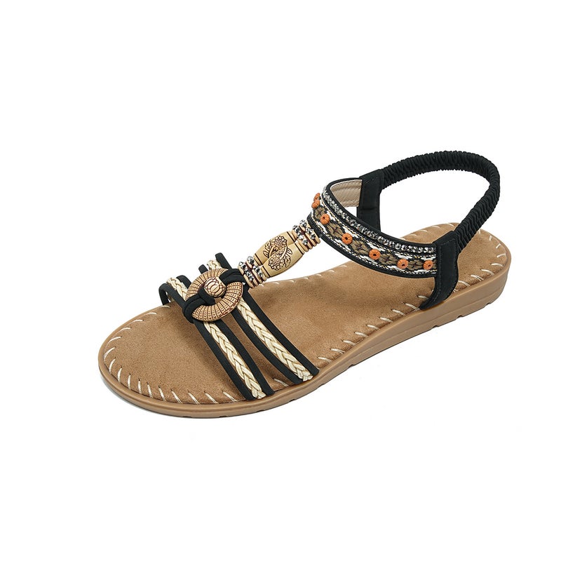 2213-6A New Model 2026 Rhinestone Casual Fashion Sandals Seaside Beach Flat Sandals Women Wholesale - Image 3