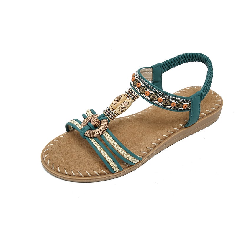 2213-6A New Model 2026 Rhinestone Casual Fashion Sandals Seaside Beach Flat Sandals Women Wholesale - Image 2