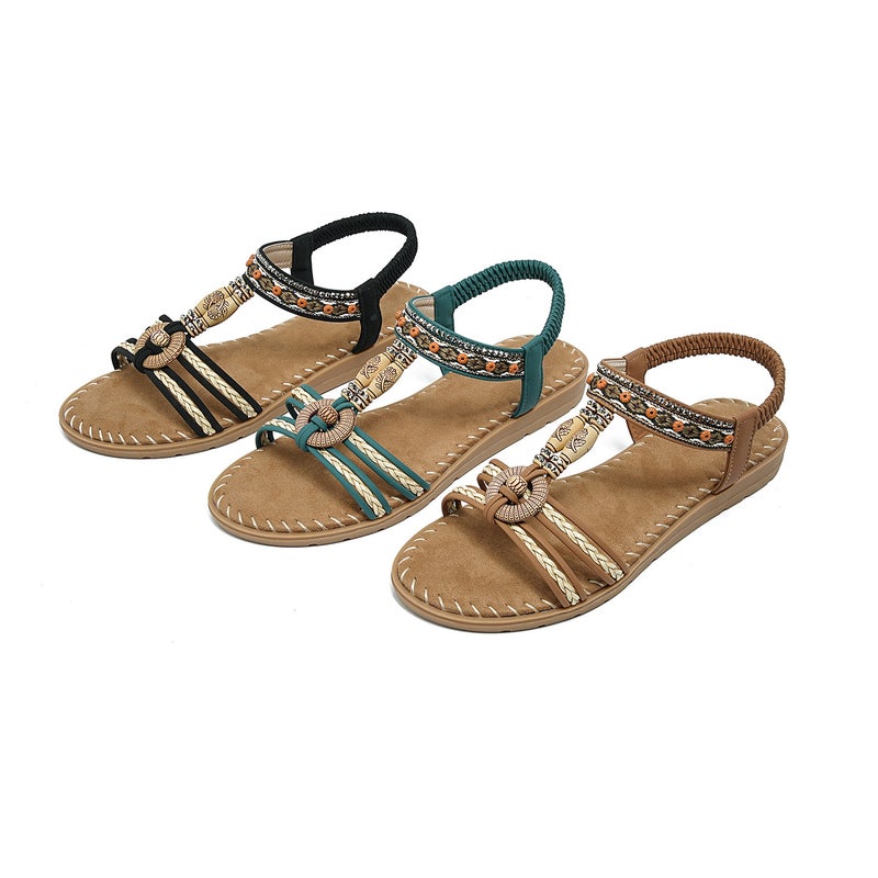 2213-6A New Model 2026 Rhinestone Casual Fashion Sandals Seaside Beach Flat Sandals Women Wholesale - Image 5