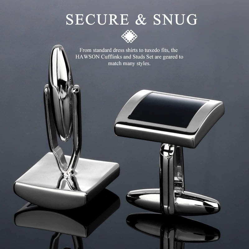 HAWSON Classical Men's Enamel cufflinks and tuxedo studs set for business wedding formal - Image 5