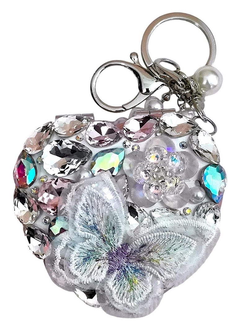 Tera13 TERA 13 Heart Shape Mirror Keyring 1 Pcs Mini Crystal Mirror Compact Portable Ideal for Travel Personal Grooming 28L x 3W inches - Image 3