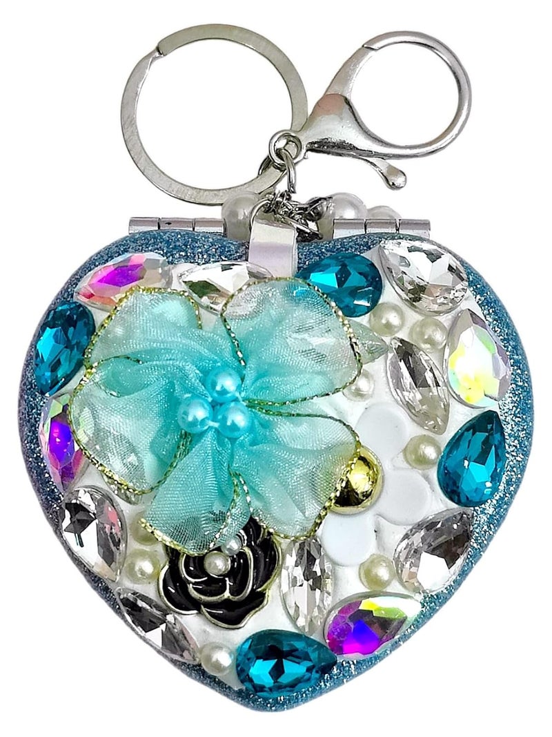 Tera13 TERA 13 Heart Shape Mirror Keyring 1 Pcs Mini Crystal Mirror Compact Portable Ideal for Travel Personal Grooming 28L x 3W inches - Image 5