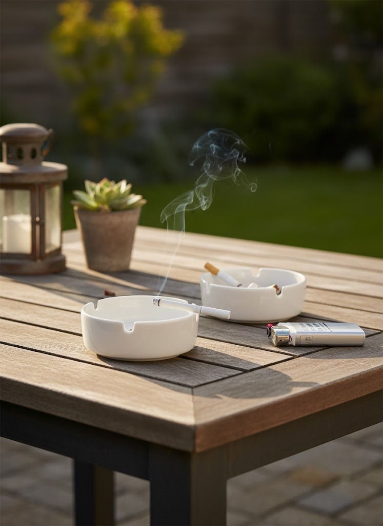 REEM 12-Piece Porcelain Ashtray Set White 4 inch - Image 1