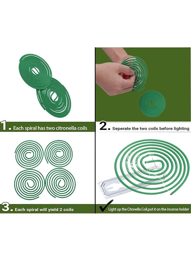 إيروريكس لفائف بخور السترونيلا، كل لفائف يمكن أن تدوم لمدة 5 إلى 7 ساعات، مناسبة للتخييم في الهواء الطلق والفناء والمشي لمسافات طويلة وما إلى ذلك، تحتوي العبوة على 48 لفائف وحاملين لللفائف - Image 3