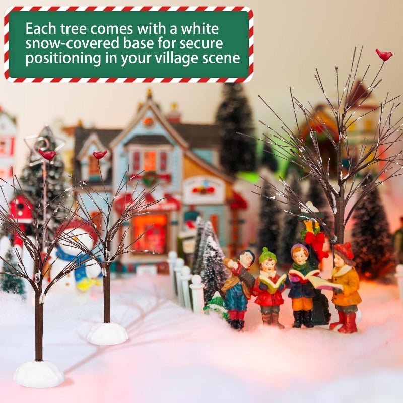 Neowah Village Bare Branch Trees, Brown Decorative Figurines with Cardinals, Set of 6, 7.5-12 Inches - Image 4