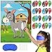PLULON Pin The Tail on The Donkey Party Game for Kids Donkey Themed Animal Birthday Party Games Donkey Poster with Tail Stickers for Kids Farm Animal Donkey Party Favors Home Wall Decorations - Image 2