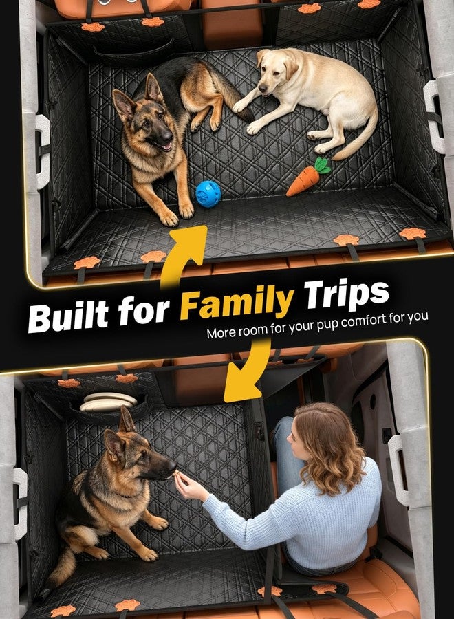 JOYTUTUS Back Seat Extender for Dogs, PU Leather Dog Car Seat Cover for Back Seat with Hard Bottom, Dog Hammock with Mesh Window, Dog Car Seat Cover for Sedans SUVs Small Trucks, Holds 440 lbs - Image 4