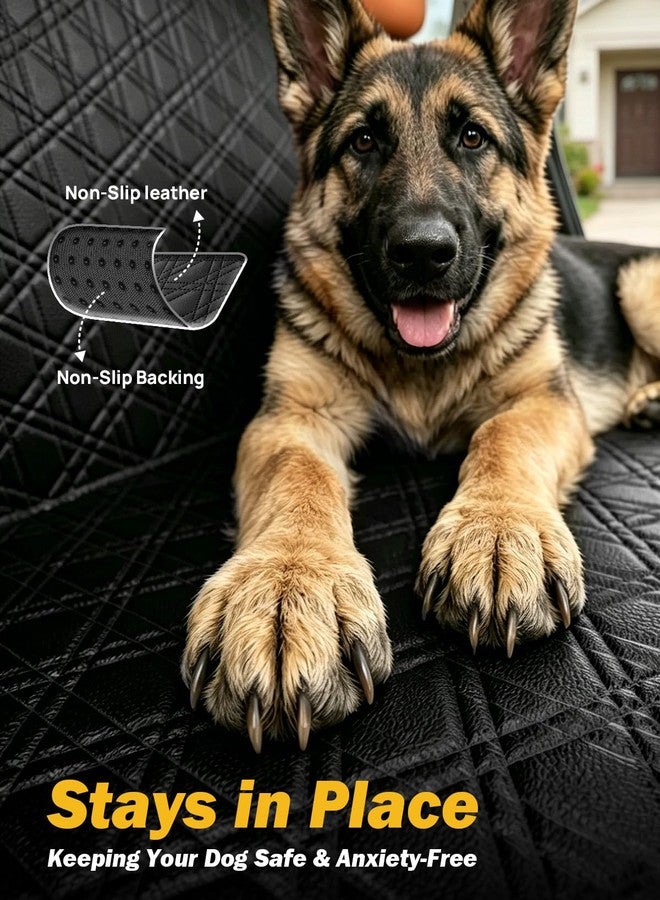 JOYTUTUS Back Seat Extender for Dogs, PU Leather Dog Car Seat Cover for Back Seat with Hard Bottom, Dog Hammock with Mesh Window, Dog Car Seat Cover for Sedans SUVs Small Trucks, Holds 440 lbs - Image 5