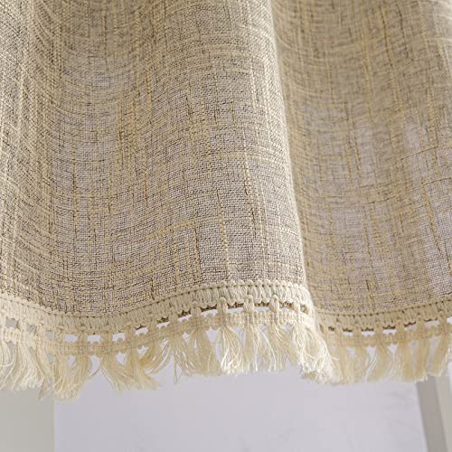 BD BEDA HOME Beda Home Tassel Linen Textured Swag Curtain Valance for Farmhouses’ Kitchen; Rustic Short Swag Topper for Small Windows Bedroom Privacy Added Rod Pocket Design(Taupe, 52Wx18L - 1PC) - Image 5