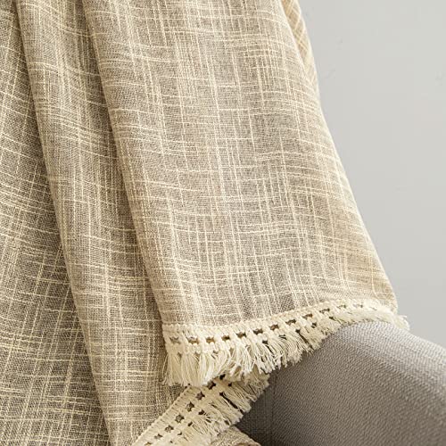 BD BEDA HOME Beda Home Tassel Linen Textured Swag Curtain Valance for Farmhouses’ Kitchen; Rustic Short Swag Topper for Small Windows Bedroom Privacy Added Rod Pocket Design(Taupe, 52Wx18L - 1PC) - Image 4