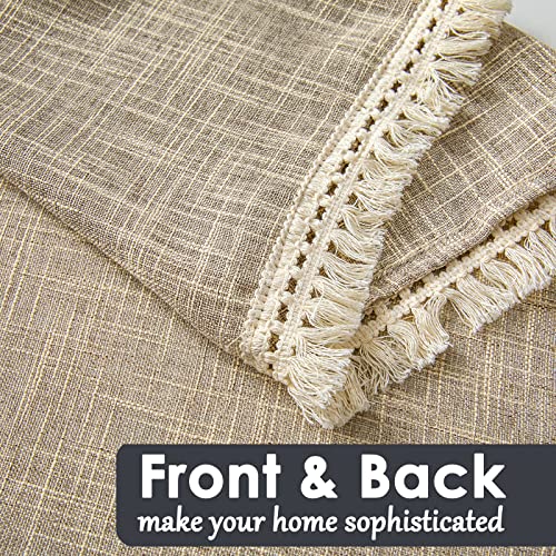 BD BEDA HOME Beda Home Tassel Linen Textured Swag Curtain Valance for Farmhouses’ Kitchen; Rustic Short Swag Topper for Small Windows Bedroom Privacy Added Rod Pocket Design(Taupe, 52Wx18L - 1PC) - Image 3