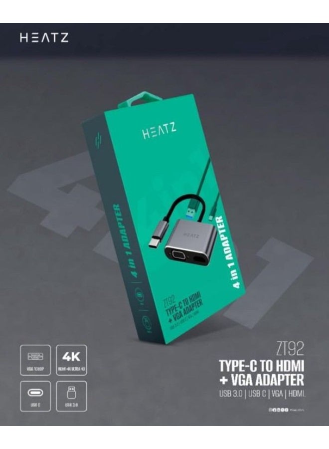 هيتز محول HEATZ من Type-C إلى HDMI/VGA – ZT92 - Image 5