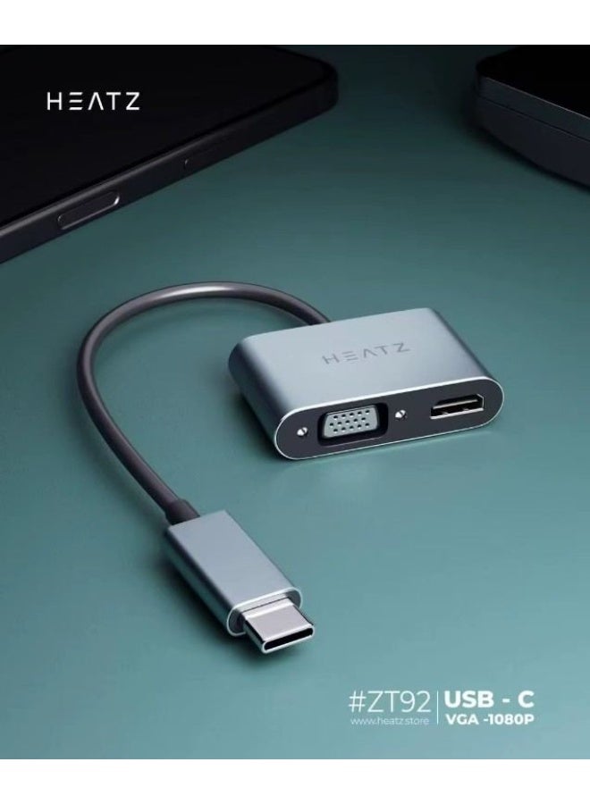هيتز محول HEATZ من Type-C إلى HDMI/VGA – ZT92 - Image 4