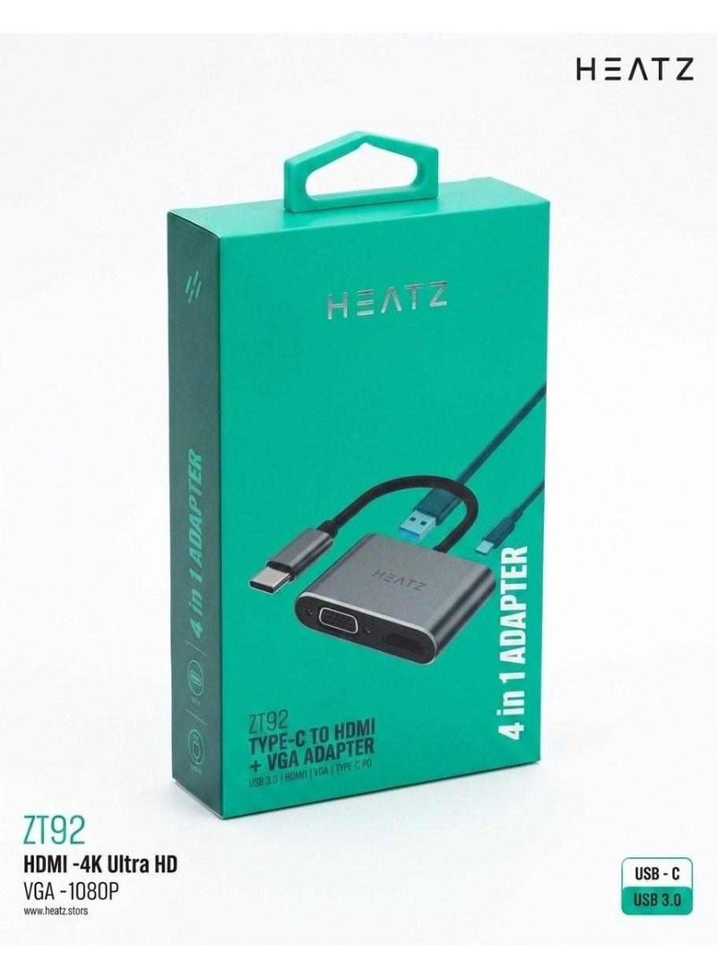 هيتز محول HEATZ من Type-C إلى HDMI/VGA – ZT92 - Image 1
