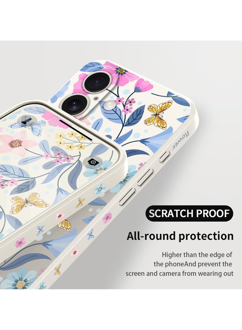 for iPhone 16 Plus Case Anti Scratch Microfiber Lining Phone Cover Silicone Ultra Slim Case for iPhone 16 Plus 6.7 inch-Flower White - Image 5