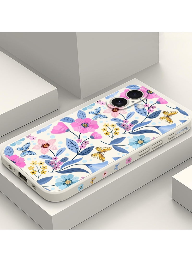 for iPhone 16 Plus Case Anti Scratch Microfiber Lining Phone Cover Silicone Ultra Slim Case for iPhone 16 Plus 6.7 inch-Flower White - Image 2