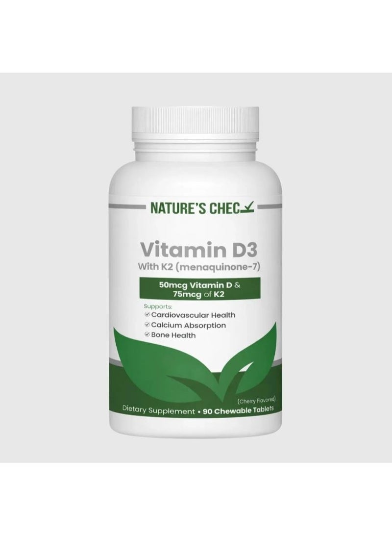 NATURE'S CHEC Vitamin D3 with K2 Chewable Tablets 90S - Image 1