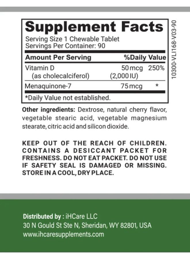 NATURE'S CHEC Vitamin D3 with K2 Chewable Tablets 90S - Image 2