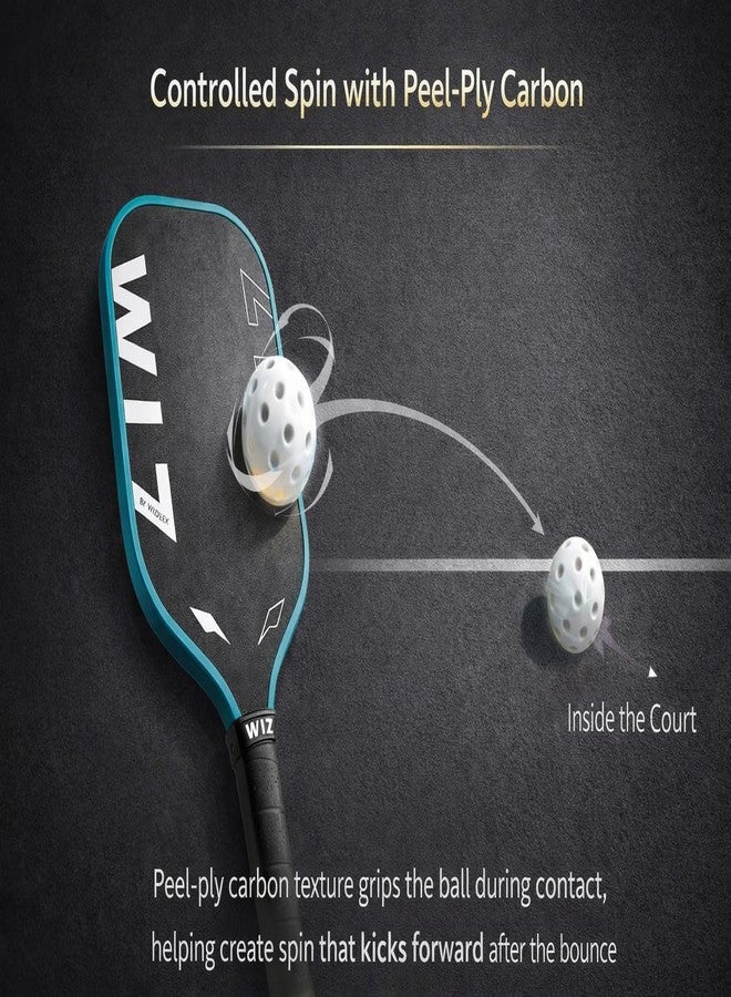 Wizplex WIZ Lone Wolf T700 Carbon Fiber Pickleball Paddle - Raw Peel-Ply Carbon Surface, 16mm PP Honeycomb Core, Fully Thermoformed Hybrid Paddle for Spin & Control, 230g Balanced Weight - Image 4