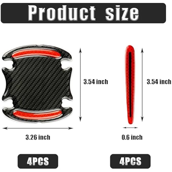 rayihni Car Door Handle Protector Reflective Sticker 8Pcs3D Carbon Fiber Universal Door Handle Scratch Protector Cover SelfAdhesive  NonMarking Paint Guard Protective Films Red - Image 5