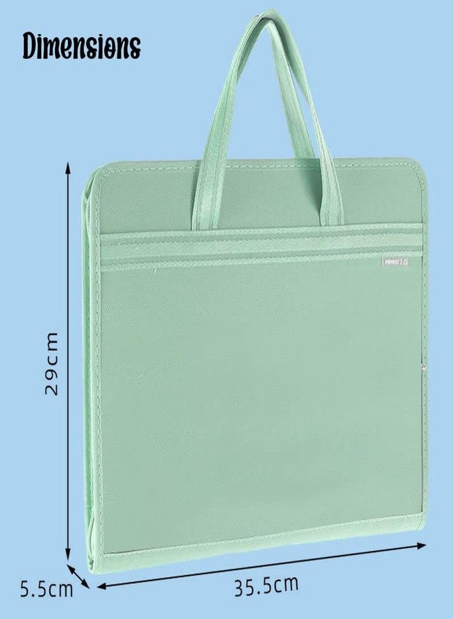 FunBlast A3 Portfolio File Folder with Zip Lock – 12 Pockets, Big Size Professional Storage Bag, Travel Organizer, Artist/Certificate Holder (Green) - Image 3