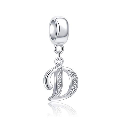 SOUKISS Letter D Charm Sterling Silver 925 Initial A-z Alphabet Beads Name Charm for Bracelet Charms - Image 1