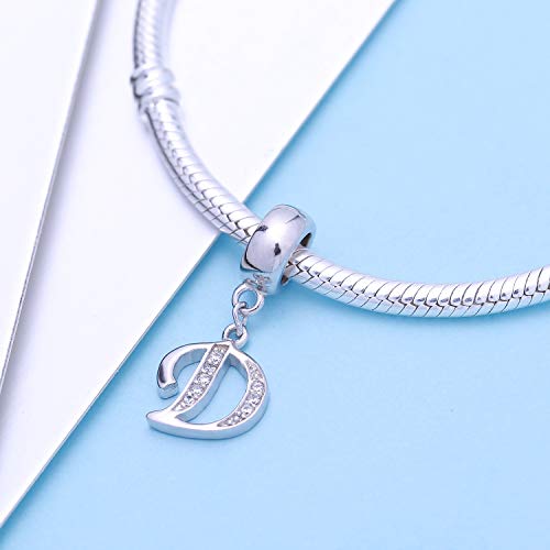 SOUKISS Letter D Charm Sterling Silver 925 Initial A-z Alphabet Beads Name Charm for Bracelet Charms - Image 2