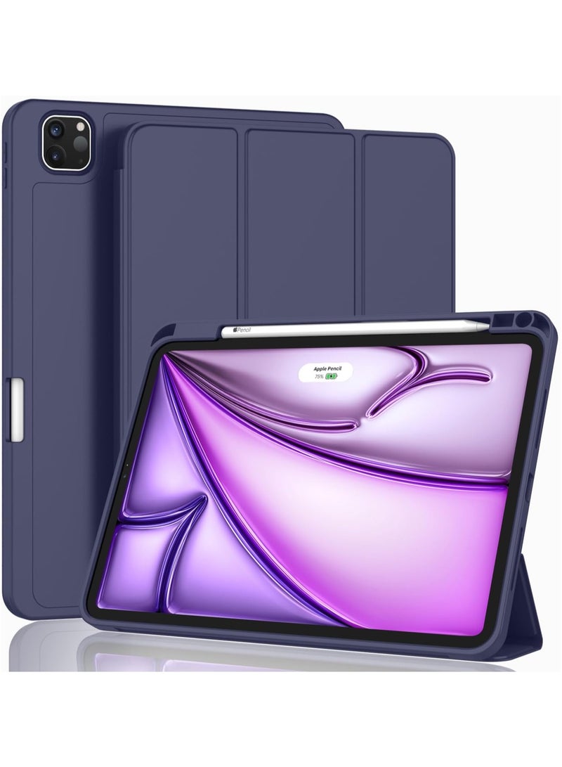 TIGER New iPad Air 12.9 Inch 2024 Case, iPad Pro 12.9 Inch Case 6th/5th/4th Gen with Pencil Holder, Smart Case with Touch ID Support, Auto Wake/Sleep, Auto Charging for Apple Pencil 2nd Gen, New Dark Blue - Image 1