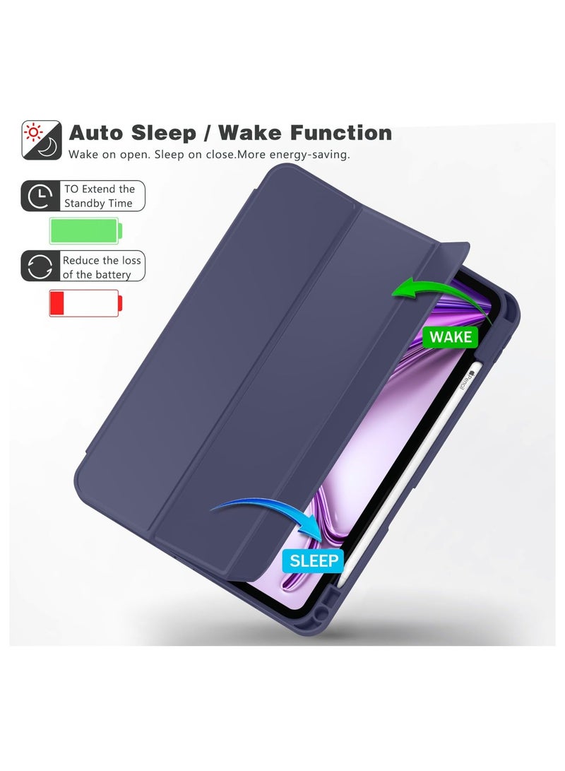 TIGER New iPad Air 12.9 Inch 2024 Case, iPad Pro 12.9 Inch Case 6th/5th/4th Gen with Pencil Holder, Smart Case with Touch ID Support, Auto Wake/Sleep, Auto Charging for Apple Pencil 2nd Gen, New Dark Blue - Image 3