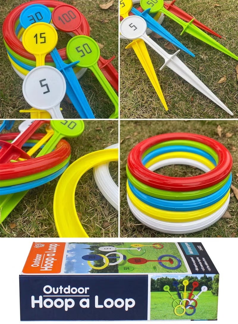 Aramu Hoop Loop Ring Toss Game Set - Indoor Outdoor Play for Kids, Educational Play, Develops Hand Eye Coordination Skills, Beach Games, Fun Party Game for Family, Friends, School Yard Games, Group Games - Image 3