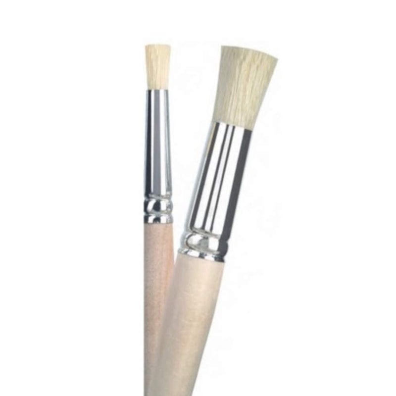 Artnery 6Pc Wooden Handle Natural Hog Hair Bristles Stencil Paint Brush Set for Acrylic Painting Oil Painting Watercolor Painting Stencil Project Card Making and DIY Art Crafts - Image 5