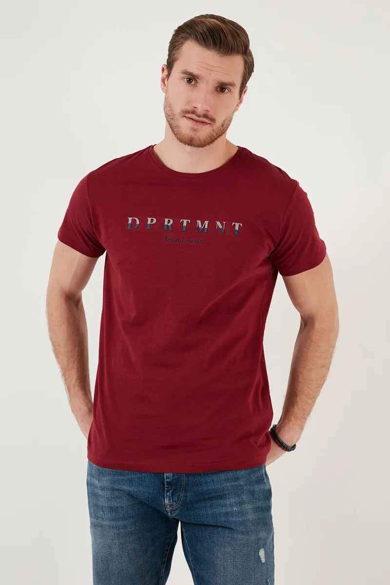 بوراتي Printed Crew Neck Cotton Slim Fit T Shirt Men's T Shirt 541DPRTMNT24