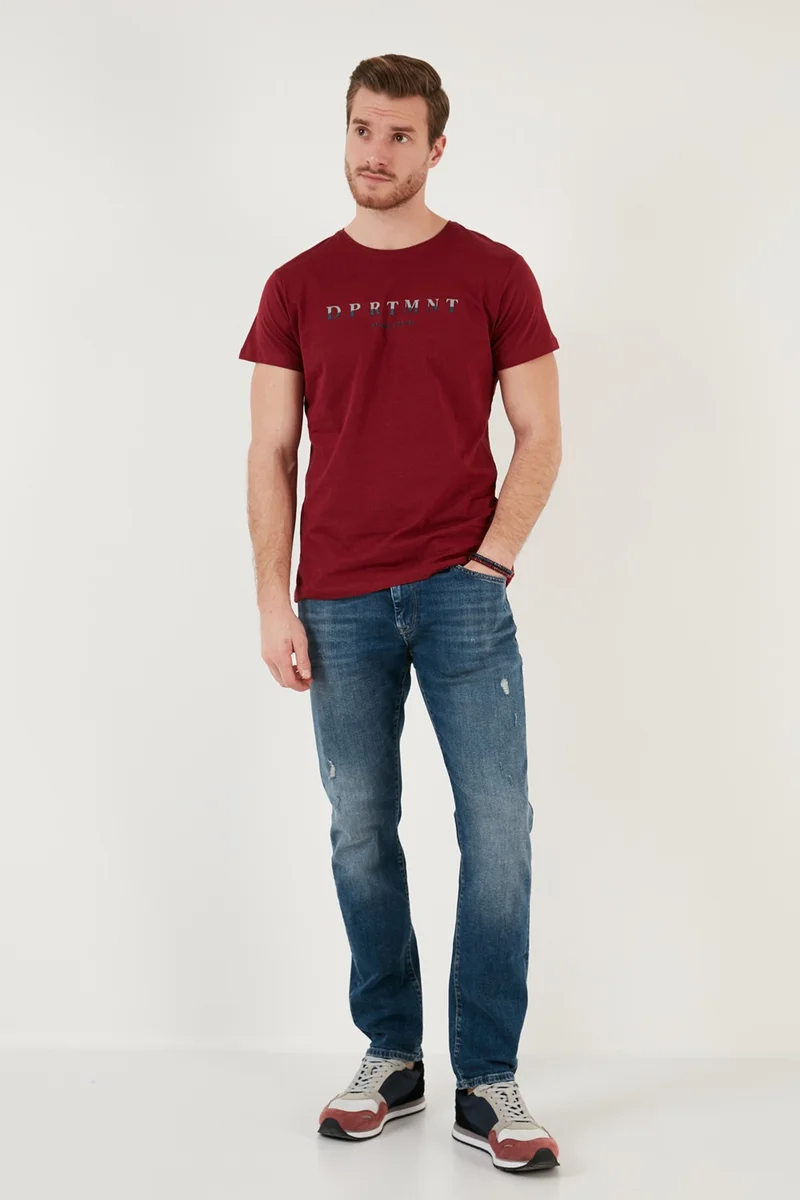 بوراتي Printed Crew Neck Cotton Slim Fit T Shirt Men's T Shirt 541DPRTMNT24